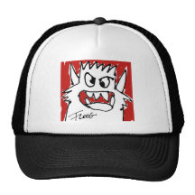 Röd tecknadmonsterhatt trucker keps