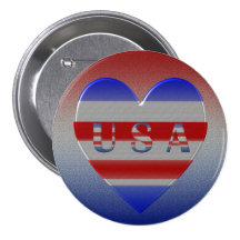 Röd vit- & blåtthjärta patriotiska USA Pins