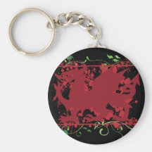 Röd walesisk drake Keychain Nyckel Ringar