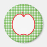 Röda Apple. Med grönt- och vitkontrollbakgrund Kylskåps Magneter