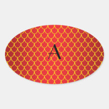Röda drakefjäll för Monogram Klistermärken
