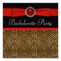 Röda inbjudningar för LeopardBachelorette party