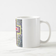 Röda kor på blandad bakgrund kaffe koppar