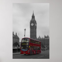 Röda London bussar stora Ben Affisch