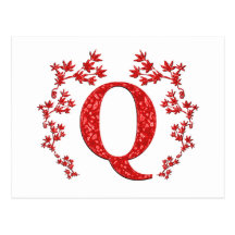 Röda löv för Monogrambrev Q Vykort