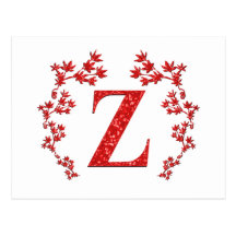 Röda löv för Monogrambrev Z Vykort