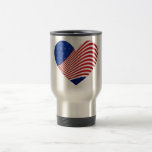 Röda vit- & blåttstjärnor & randhjärta reser kaffe mugg