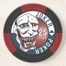 Rödbrun/blått Jokerpoker Glasunderlägg