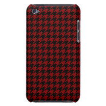 Rödbrunt och svart Houndstooth mönster för klassik Barely There iPod Case