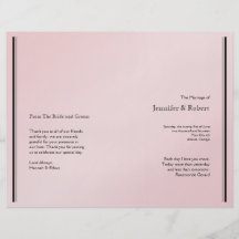 Rodna rosa elegansbröllopsprogram full färg flygblad