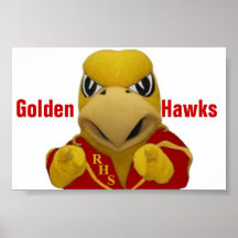Rogers guld- hök kostymerad maskot posters