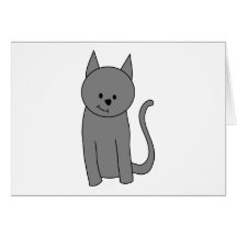Rökig grå kattcartoon. hälsningskort