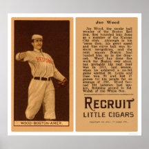 Rökig Joe Wood Red Sox baseball 1912 Print