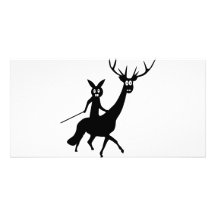 rolig älg- och kaninsymbol fotokort mall