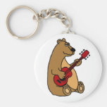 Rolig björn som leker gitarren Keychain Nyckel Ringar