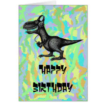 Rolig design för kort för musikdinosaurgrattis på 