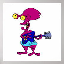 Rolig främmande leka gitarr affisch