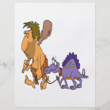 rolig grottman- och husdjurdinosaur flygblad