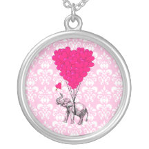 Rolig gullig elefant & rosadamast personliga halsband