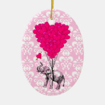 Rolig gullig elefant & rosadamast jul dekorationer