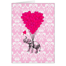 Rolig gullig elefant & rosadamast kort