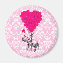 Rolig gullig elefant & rosadamast kylskåps magneter
