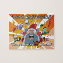 Rolig ilsken jultomten "var är MIN gåva?! ", Jigsaw Puzzles