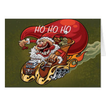 Rolig jultomtenjulkort glödheta Santa