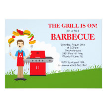 Rolig kung av inbjudan för grillagrillfestparty