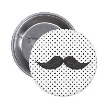 Rolig mustaschteckning- och svartpolka dots knappar