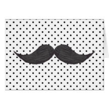 Rolig mustaschteckning- och svartpolka dots kort