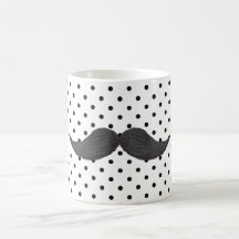 Rolig mustaschteckning- och svartpolka dots kaffe kopp