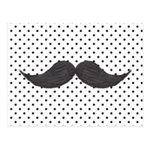 Rolig mustaschteckning- och svartpolka dots vykort