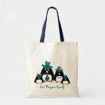 Rolig pingvinfamilj.  Gåvashopping bag Kassar
