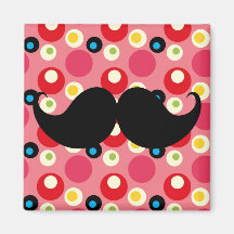 Rolig Retro mustasch på färgrik bakgrund för 70-ta Magneter För Kylskåp