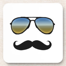 Rolig Retro solglasögon med moustachen Dryck Underlägg