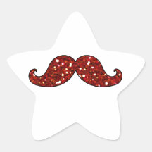 ROLIG RÖD MUSTASCH UTSKRIVAVET GLITTER KLISTERMÄRKEN