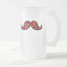 ROLIG RÖD MUSTASCH UTSKRIVAVET GLITTER MUGG