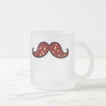 ROLIG RÖD MUSTASCH UTSKRIVAVET GLITTER KAFFE KOPPAR