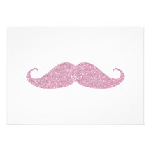 Rolig rosa Bling mustasch Personliga Inbjudningskort
