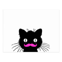 ROLIG ROSA MUSTASCH FÖR RETRO SVART KATT vykort