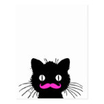 ROLIG ROSA MUSTASCH FÖR RETRO SVART KATT VYKORT