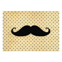 Rolig svart mustasch på vintagegultpolka dots anpassningsbara tillkännagivanden