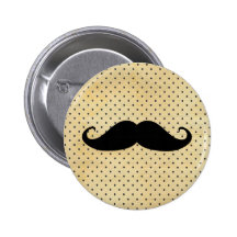 Rolig svart mustasch på vintagegultpolka dots nål