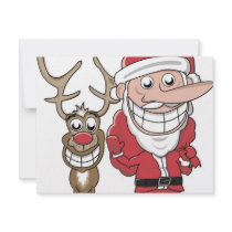 Rolig tecknad film Santa och Rudolph Inbjudningskort
