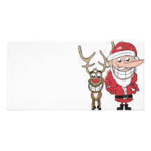 Rolig tecknad Santa och Rudolph Skräddarsydda Fotokort