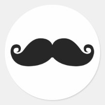 Rolig vintagesvartmustasch rund klistermärke