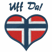 Roliga norska Uff Da med hjärtaflagga av norgen