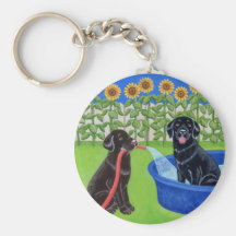 Roligt bassängparty Labradors Nyckelringar