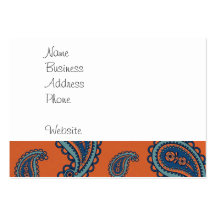 Roligt färgrikt blått- och orangePaisley mönster Visitkort Mallar
